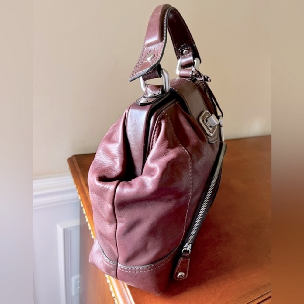 Fossil, Brown-Genuine leather Framed Satchel retro style Doctors Bag. - Picture 7 of 17